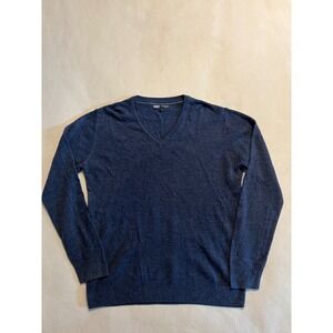 Easy Apparel Mens V-Neck Sweater Navy Blue Acrylic Knit Pullover Size Large